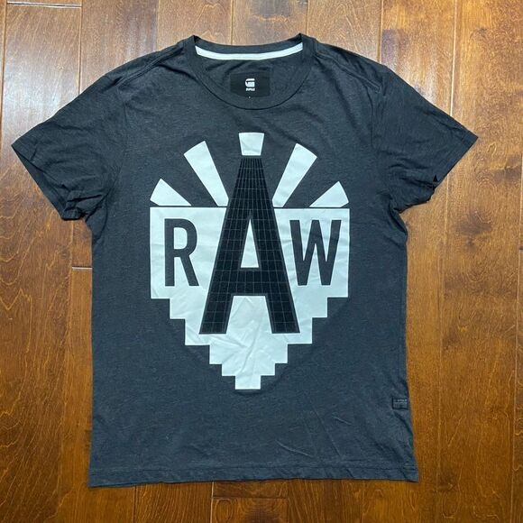 G-Star Raw Basic Fit Radio Tower Logo Dark Grey Cotton T-Shirt Men's Size Large - Picture 3 of 8